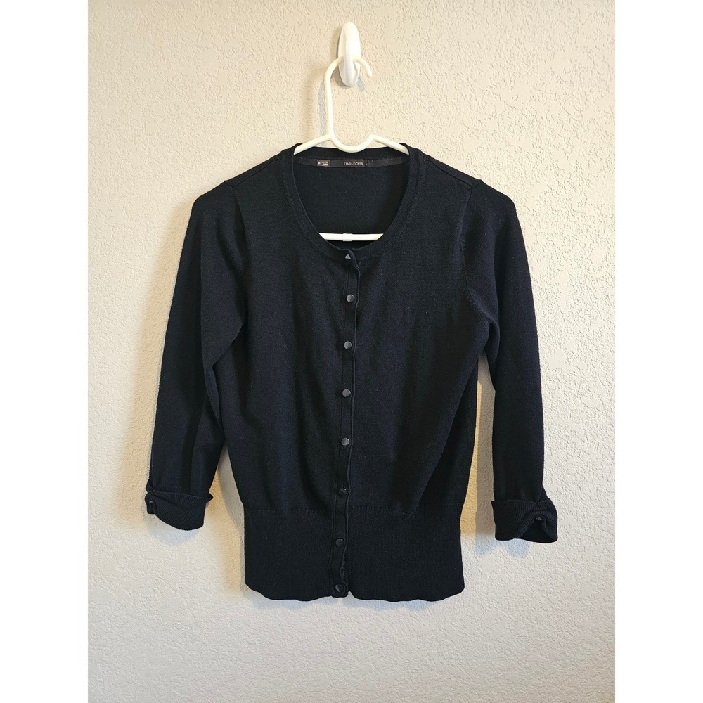 Maurices Womens Cardigan Sweater Black Button Dark Academia Crew Neck Size M
